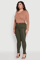 Womens Plus Size Chain Detail Cargo Pants, Green, Size 2X