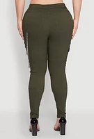 Womens Plus Size Chain Detail Cargo Pants, Green, Size 2X