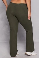 Womens Plus Ribbed Knit Flare Pants, Green,