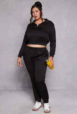 Womens Plus Size Drawstring High Waist Joggers, Black, Size 1X