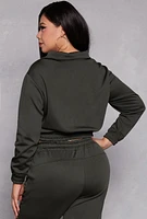 Womens Plus Size Half Zip Sweatshirt, Green, Size 2X