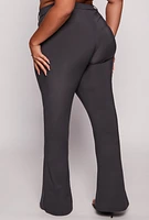 Womens Plus Size Pintuck Slit Hem Pull On Pants, Grey, Size 3X