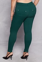 Womens Plus Size Stretch Zipper Detail Skinny Leg Pants, Green, Size 1X