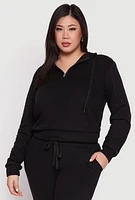 Womens Plus Size Ribbed Knit Sweatshirt, Black, Size 1X