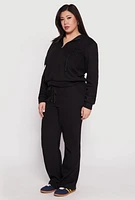 Womens Plus Size Ribbed Knit Sweatshirt, Black, Size 1X