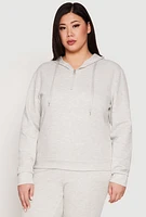 Womens Plus Size Ribbed Knit Sweatshirt, Grey, Size 1X