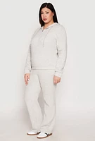 Womens Plus Size Ribbed Knit Sweatshirt, Grey, Size 1X