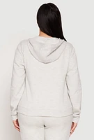 Womens Plus Size Ribbed Knit Sweatshirt, Grey, Size 1X