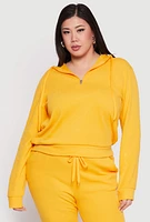 Womens Plus Size Ribbed Knit Sweatshirt, Yellow, Size 2X