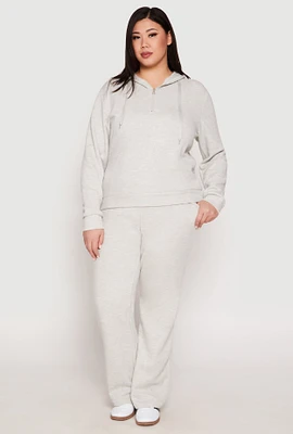 Womens Plus Size Ribbed Knit Sweatpants, Grey, Size 3X