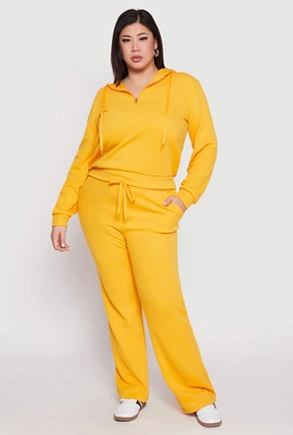 Womens Plus Size Ribbed Knit Sweatpants, Yellow, Size 2X