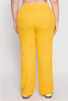 Womens Plus Size Ribbed Knit Sweatpants, Yellow, Size 2X