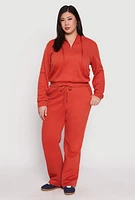 Womens Plus Size Ribbed Knit Sweatpants, Red, Size 1X