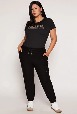 Womens Plus Twill Cargo Joggers,