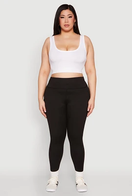 Womens Plus Snatched High Waisted Cell Phone Pocket Leggings,
