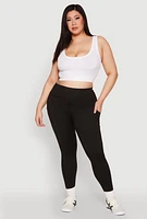 Womens Plus Snatched High Waisted Cell Phone Pocket Leggings,