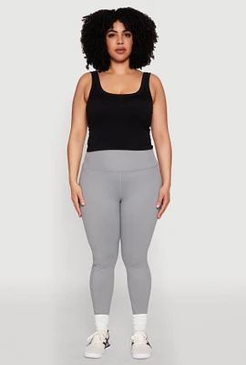 Womens Plus Size Snatched High Waisted Cell Phone Pocket Leggings, Grey, Size 3X