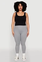Womens Plus Size Snatched High Waisted Cell Phone Pocket Leggings, Grey, Size 3X