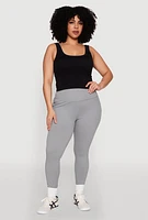 Womens Plus Size Snatched High Waisted Cell Phone Pocket Leggings, Grey, Size 3X