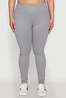 Womens Plus Size Snatched High Waisted Cell Phone Pocket Leggings, Grey, Size 3X