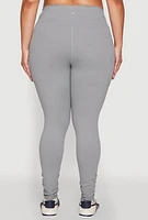 Womens Plus Size Snatched High Waisted Cell Phone Pocket Leggings, Grey, Size 3X