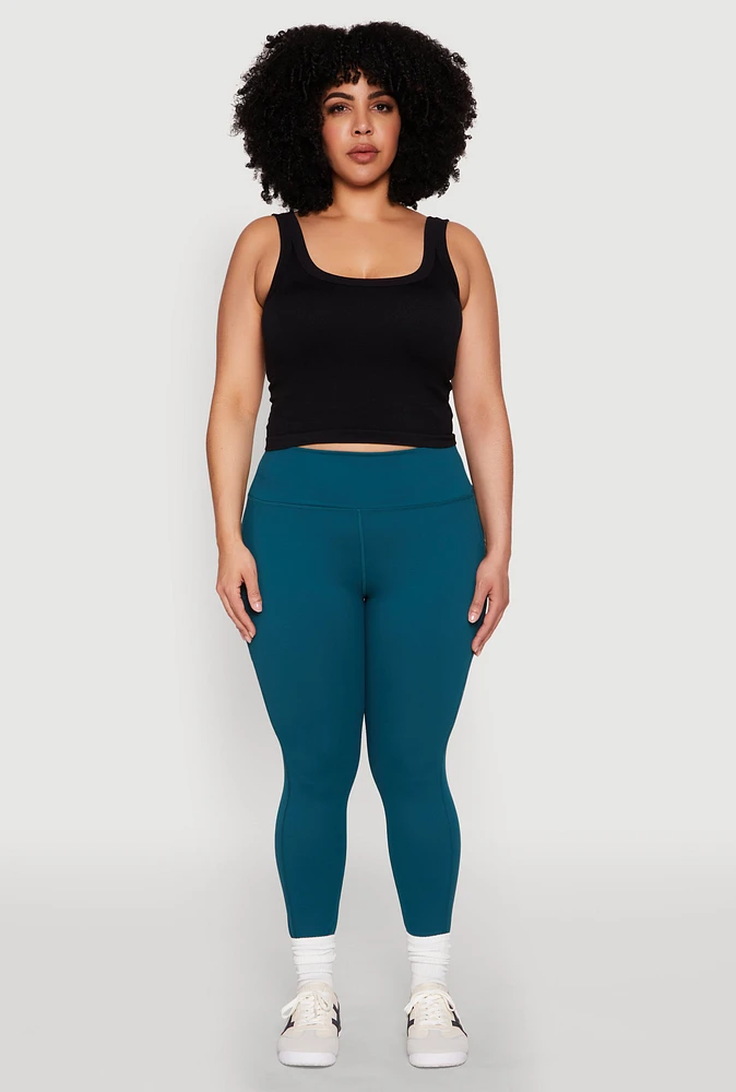 Womens Plus Snatched High Waisted Cell Phone Pocket Leggings,