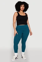 Womens Plus Snatched High Waisted Cell Phone Pocket Leggings,