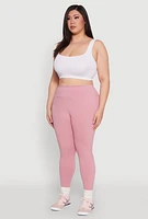 Womens Plus Size Snatched High Waisted Cell Phone Pocket Leggings, Pink, Size 3X