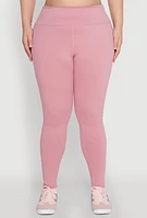 Womens Plus Size Snatched High Waisted Cell Phone Pocket Leggings, Pink, Size 3X