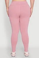 Womens Plus Size Snatched High Waisted Cell Phone Pocket Leggings, Pink, Size 3X