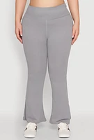 Womens Plus Size Snatched High Waisted Flared Active Pants, Grey, Size 3X