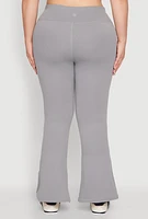 Womens Plus Size Snatched High Waisted Flared Active Pants, Grey, Size 3X