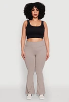 Womens Plus Snatched High Waisted Flared Active Pants, Grey,