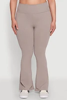 Womens Plus Snatched High Waisted Flared Active Pants, Grey,
