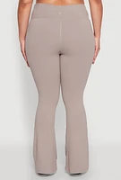 Womens Plus Snatched High Waisted Flared Active Pants, Grey,