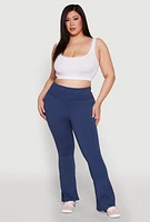 Womens Plus Size Snatched High Waisted Flared Active Pants, Blue, Size 1X