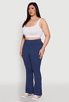 Womens Plus Size Snatched High Waisted Flared Active Pants, Blue, Size 1X