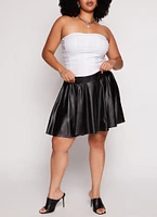 Womens Plus Size Faux Leather Skater Skirt, Black, Size 3X