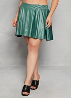 Womens Plus Faux Leather Skater Skirt,