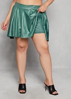 Womens Plus Faux Leather Skater Skirt,