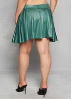 Womens Plus Faux Leather Skater Skirt,