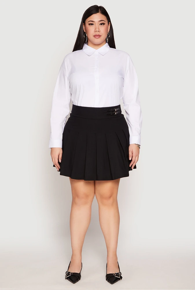 Womens Plus High Waisted Pleated Skirt, 3X