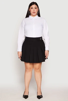 Womens Plus High Waisted Pleated Skirt, 3X