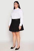 Womens Plus Size High Waisted Pleated Skirt, Black, Size 2X