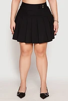 Womens Plus Size High Waisted Pleated Skirt, Black, Size 2X