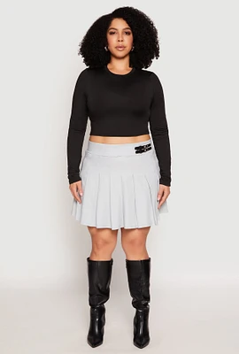Womens Plus Size High Waisted Pleated Skirt, Grey, Size 1X