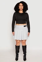 Womens Plus Size High Waisted Pleated Skirt, Grey, Size 1X
