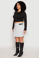 Womens Plus Size High Waisted Pleated Skirt, Grey, Size 1X