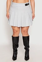 Womens Plus Size High Waisted Pleated Skirt, Grey, Size 1X