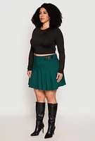 Womens Plus Size High Waisted Pleated Skirt, Green, Size 2X